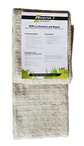 ARENA Rasenmatte 1m² mit Samen RSM 2.3 I Rasenvlies mit Rasensamen zur Nachsaat und Neuanlage I biologisch abbaubare Gras Saatmatte I Kickstart and Repair Saatgutmatte von Arena