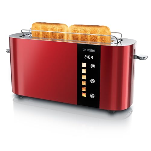 Arendo - Edelstahl Toaster 2 Scheiben Langschlitz - Touchscreen – Doppelwandgehäuse – Integrierter Brötchenaufsatz – 6 Bräunungsgrade – Brotzentrierung – Restzeitanzeige – Memoryfunktion - Rot Arendo - Edelstahl Toaster 2 Scheiben Langschlitz - Touchscreen – Doppelwandgehäuse – Integrierter Brötchenaufsatz – 6 Bräunungsgrade – Brotzentrierung – Restzeitanzeige – Memoryfunktion - Rot von Arendo