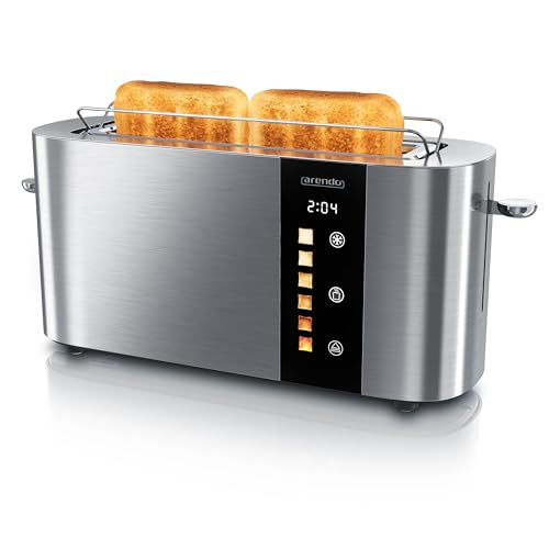 Arendo - Edelstahl Toaster 2 Scheiben Langschlitz - Touchscreen – Doppelwandgehäuse – Integrierter Brötchenaufsatz – 6 Bräunungsgrade – Brotzentrierung – Restzeitanzeige – Memoryfunktion - Silber Arendo - Edelstahl Toaster 2 Scheiben Langschlitz - Touchscreen – Doppelwandgehäuse – Integrierter Brötchenaufsatz – 6 Bräunungsgrade – Brotzentrierung – Restzeitanzeige – Memoryfunktion - Silber von Arendo