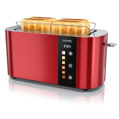 Arendo - Edelstahl Toaster 4 Scheiben Langschlitz - Touchscreen – Doppelwandgehäuse – 1500 W – Integrierter Brötchenaufsatz – 6 Bräunungsgrade – Brotzentrierung – Restzeitanzeige – Memoryfunktion Arendo - Edelstahl Toaster 4 Scheiben Langschlitz - Touchscreen – Doppelwandgehäuse – 1500 W – Integrierter Brötchenaufsatz – 6 Bräunungsgrade – Brotzentrierung – Restzeitanzeige – Memoryfunktion von Arendo