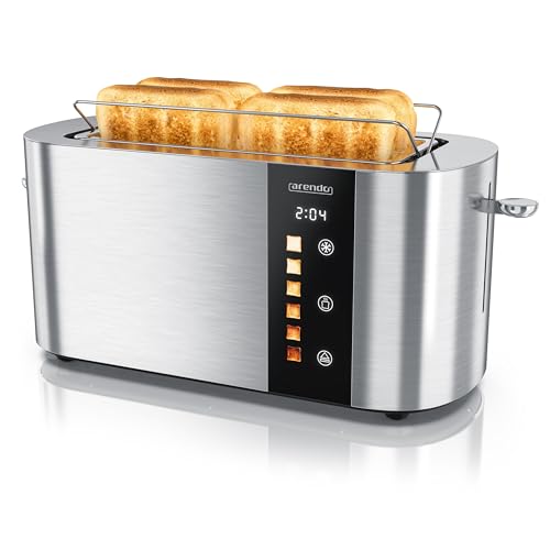 Arendo - Edelstahl Toaster 4 Scheiben Langschlitz - Touchscreen – Doppelwandgehäuse – 1500 W – Integrierter Brötchenaufsatz – 6 Bräunungsgrade – Brotzentrierung – Restzeitanzeige – Memoryfunktion Arendo - Edelstahl Toaster 4 Scheiben Langschlitz - Touchscreen – Doppelwandgehäuse – 1500 W – Integrierter Brötchenaufsatz – 6 Bräunungsgrade – Brotzentrierung – Restzeitanzeige – Memoryfunktion von Arendo
