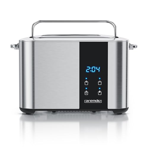 Arendo - Edelstahl Toaster Langschlitz 2 Scheiben- Touchscreen – Doppelwandgehäuse – Integrierter Brötchenaufsatz – 7 Bräunungsgrade – Brotzentrierung – Restzeitanzeige – Memoryfunktion - Silber Arendo - Edelstahl Toaster Langschlitz 2 Scheiben- Touchscreen – Doppelwandgehäuse – Integrierter Brötchenaufsatz – 7 Bräunungsgrade – Brotzentrierung – Restzeitanzeige – Memoryfunktion - Silber von Arendo