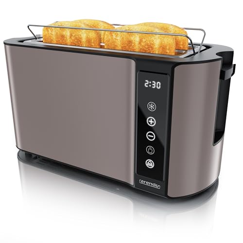 Arendo - Edelstahl Toaster Langschlitz 4 Scheiben- Touchscreen – Doppelwandgehäuse – 1500 W – Integrierter Brötchenaufsatz – 7 Bräunungsgrade – Brotzentrierung – Restzeitanzeige – Memoryfunktion Arendo - Edelstahl Toaster Langschlitz 4 Scheiben- Touchscreen – Doppelwandgehäuse – 1500 W – Integrierter Brötchenaufsatz – 7 Bräunungsgrade – Brotzentrierung – Restzeitanzeige – Memoryfunktion von Arendo