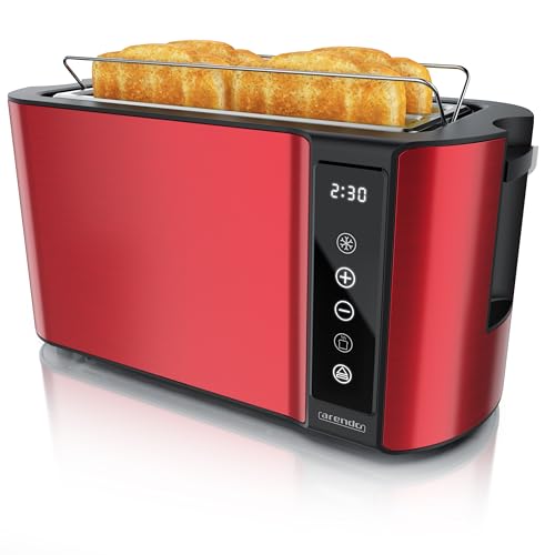 Arendo - Edelstahl Toaster Langschlitz 4 Scheiben- Touchscreen – Doppelwandgehäuse – Integrierter Brötchenaufsatz – 7 Bräunungsgrade – Brotzentrierung – Restzeitanzeige – Memoryfunktion - Rot Metallic Arendo - Edelstahl Toaster Langschlitz 4 Scheiben- Touchscreen – Doppelwandgehäuse – Integrierter Brötchenaufsatz – 7 Bräunungsgrade – Brotzentrierung – Restzeitanzeige – Memoryfunktion - Rot Metallic von Arendo