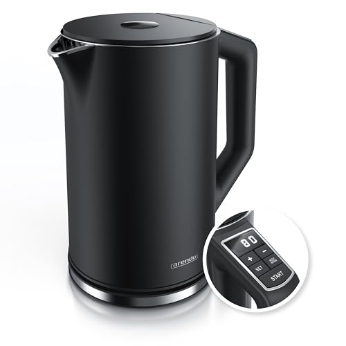 Arendo - Edelstahl Wasserkocher mit Temperatureinstellung 40-100 Grad in 5er Schritten - Doppelwand Design - Modell ELEGANT - 1,5 Liter - 2200 W - Teekocher mit Temperaturanzeige - GS - Schwarz Arendo - Edelstahl Wasserkocher mit Temperatureinstellung 40-100 Grad in 5er Schritten - Doppelwand Design - Modell ELEGANT - 1,5 Liter - 2200 W - Teekocher mit Temperaturanzeige - GS - Schwarz von Arendo