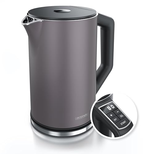 Arendo - Edelstahl Wasserkocher mit Temperatureinstellung 40-100 Grad in 5er Schritten - Doppelwand Design - Modell ELEGANT - 1,5 Liter - 2200 W - Teekocher mit Temperaturanzeige - GS - Vulkangrau Arendo - Edelstahl Wasserkocher mit Temperatureinstellung 40-100 Grad in 5er Schritten - Doppelwand Design - Modell ELEGANT - 1,5 Liter - 2200 W - Teekocher mit Temperaturanzeige - GS - Vulkangrau von Arendo