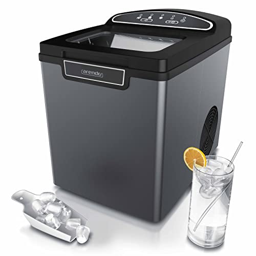 Arendo - Eiswürfelmaschine Edelstahl - Eiswürfelbereiter, Ice Cube Maker Maschine - 1,8 Liter - Eiswürfelautomat - Eismaschine mit Kühlung - Eiswürfel Größen Klein + Groß - ABS - BPA frei von Arendo