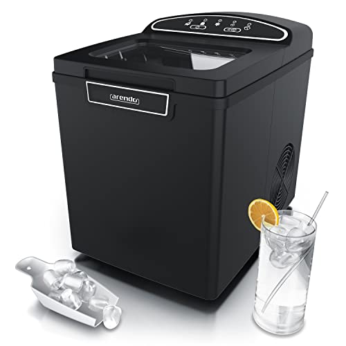 Arendo - Eiswürfelmaschine Edelstahl - Eiswürfelbereiter - Ice Maker Maschine - 1,8 Liter - Eiswürfelautomat - Eismaschine mit Kühlung - Eiswürfel Größen small und Large - Status LEDs - ABS- BPA frei von Arendo