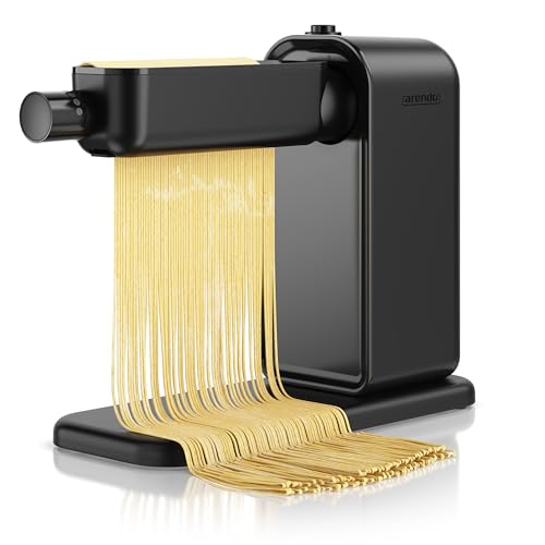 Arendo - Elektrische Nudelmaschine – Pasta Maker - 5 Stärken einstellbar – 120 Watt – Nudelwalze und 2x Pasta-Schneideinsätze 2 mm und 6 mm – Knetmaschine - schwarz von Arendo