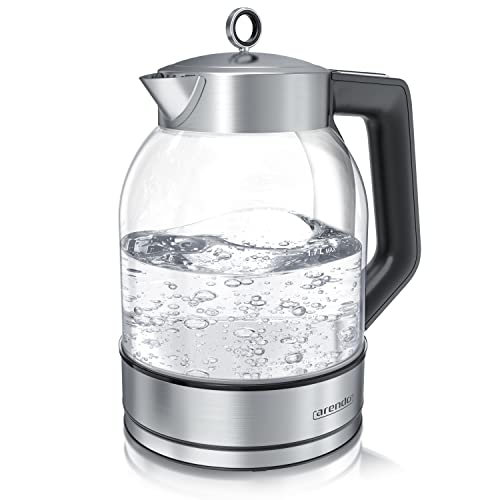 Arendo - Glas Wasserkocher mit Temperatureinstellung 40-100 Grad in 5er Schritten - 1,7 Liter - max. 2200 W - Teekocher mit Temperaturanzeige - GS - Edelstahl - BPA-frei von Arendo