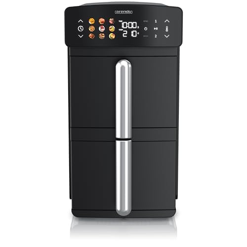 Arendo - Heißluftfritteuse Dual Zone Doppelkammer – XXL 11L Kapazität – 2 Kammern 2 Zonen – Airfryer – Touch-Bedienfeld – PFAS BPA frei - 3D Umluftsystem - Doppelstöckig Arendo - Heißluftfritteuse Dual Zone Doppelkammer – XXL 11L Kapazität – 2 Kammern 2 Zonen – Airfryer – Touch-Bedienfeld – PFAS BPA frei - 3D Umluftsystem - Doppelstöckig von Arendo