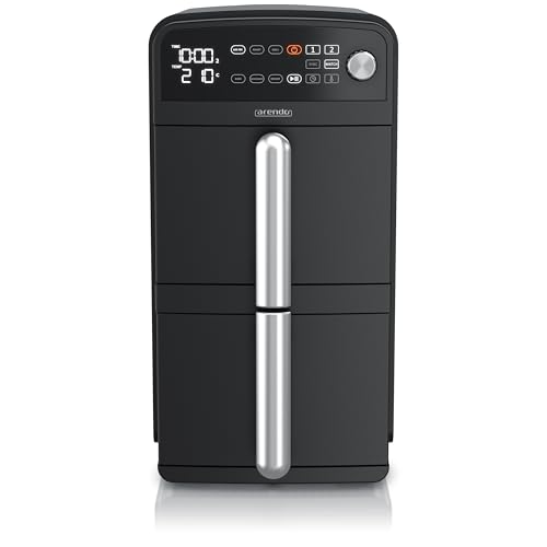 Arendo - Heißluftfritteuse Dual Zone Doppelkammer – XXL 11L Kapazität – 2400 W – 2 Kammern 2 Zonen – 3in1 Airfryer – 8 Sensortasten – PFAS BPA frei - 2 Grillroste – 3D Umluftsystem - Doppelstöckig Arendo - Heißluftfritteuse Dual Zone Doppelkammer – XXL 11L Kapazität – 2400 W – 2 Kammern 2 Zonen – 3in1 Airfryer – 8 Sensortasten – PFAS BPA frei - 2 Grillroste – 3D Umluftsystem - Doppelstöckig von Arendo
