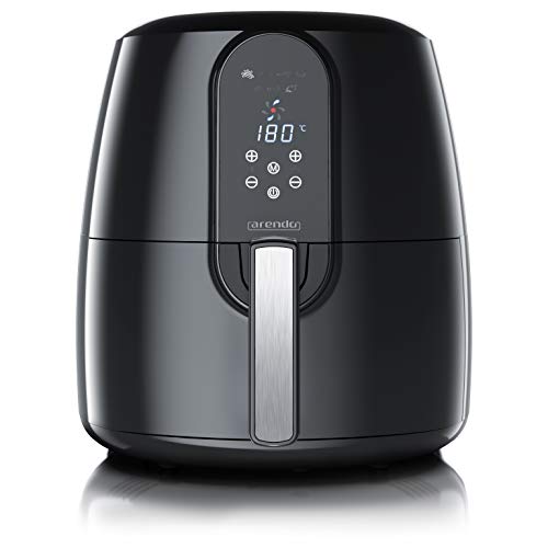 Arendo - Heißluftfritteuse XXL 5,2 Liter - Airfryer - Touch Bedienfeld mit Sensortasten - Frittieren ohne Öl - Fritteuse mit 1800W - 80 bis 200 Grad - Timer - 7 Programme - 3D Umluftsystem - Schwarz von Arendo