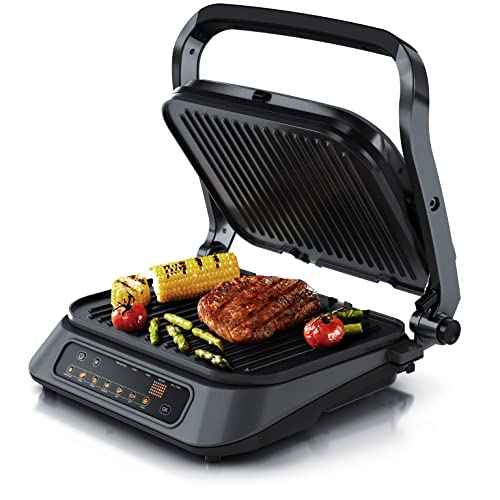 Arendo - Kontaktgrill - Elektrogrill - elektrischer Tischgrill mit Digitalsteuerung 1900 W - Sandwichmaker - 7 Programme - antihaft beschichtetes Edelstahl - abnehmbare Platten Abtropfschale von Arendo