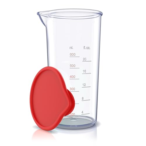 Arendo - Messbecher Kunststoff 600 ml – 20 Unzen – Klarsichtbecher transparent – ideal für elektrische Handmixer und Stabmixer – Trinkbecher von Arendo