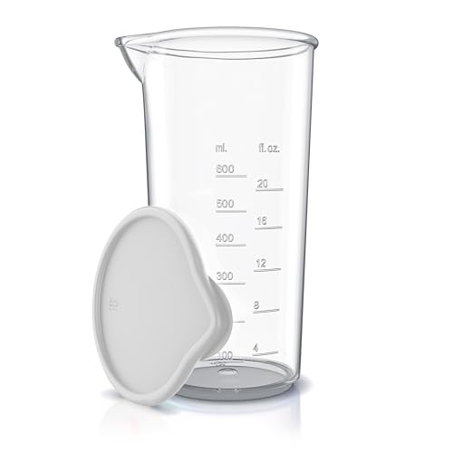 Arendo - Messbecher Kunststoff 600 ml – 20 Unzen – Klarsichtbecher transparent – ideal für elektrische Handmixer und Stabmixer – Trinkbecher von Arendo