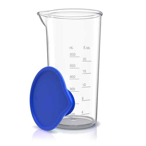 Arendo - Messbecher Kunststoff 600 ml – 20 Unzen – Klarsichtbecher transparent – ideal für elektrische Handmixer und Stabmixer – Trinkbecher von Arendo
