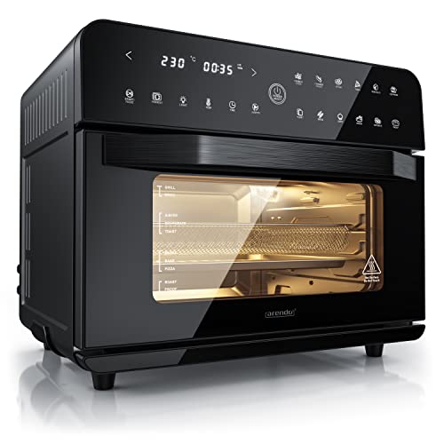 Arendo - Minibackofen 25l - Heißluftfritteuse 25 Liter Edelstahl - Multifunktionsofen - mini Backofen Airfreyer XXL - Aerofryer - 1800 Watt - Inkl. Backblech, Dörrblech, Ofenrost, Frittierkorb von Arendo