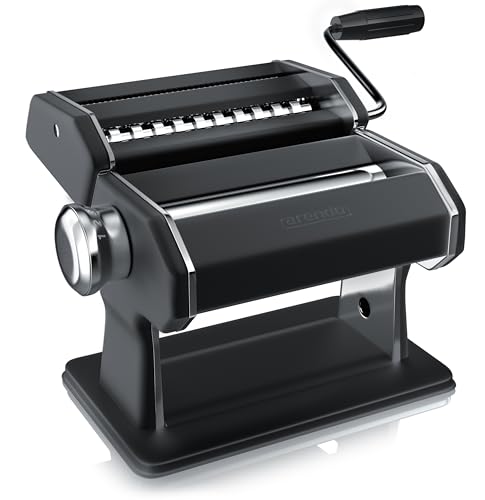 Arendo - Nudelmaschine Pasta Maker – Edelstahl – Nudelpresse – 7 einstellbare Stärken - manuell - Duplexvorsatz für Tagliolini Spaghetti Fettuccine Tagliatelle 2mm und 6 mm - Schwarz Matt Arendo - Nudelmaschine Pasta Maker – Edelstahl – Nudelpresse – 7 einstellbare Stärken - manuell - Duplexvorsatz für Tagliolini Spaghetti Fettuccine Tagliatelle 2mm und 6 mm - Schwarz Matt von Arendo