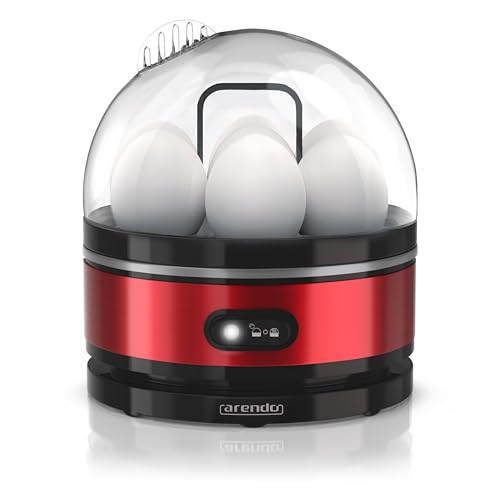 Arendo Sevencook Eierkocher 400 W – Edelstahl Design - 1-7 Eier - Egg Cooker - EIN/AUS-Schalter – 3 Härtegrade wählbar - Warmhaltefunktion - Signalton - BPA-frei - rot von Arendo
