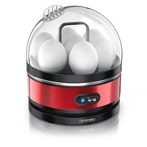 Arendo Sevencook Eierkocher 400 W – Edelstahl Design - 1-7 Eier - Egg Cooker - EIN/AUS-Schalter – 3 Härtegrade wählbar - Warmhaltefunktion - Signalton - BPA-frei - rot von Arendo