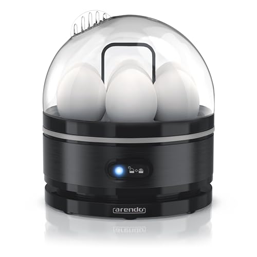 Arendo Sevencook Eierkocher 400 W – Edelstahl Design - 1-7 Eier - Egg Cooker - EIN/AUS-Schalter – 3 Härtegrade wählbar - Warmhaltefunktion - Signalton - BPA-frei - schwarz von Arendo