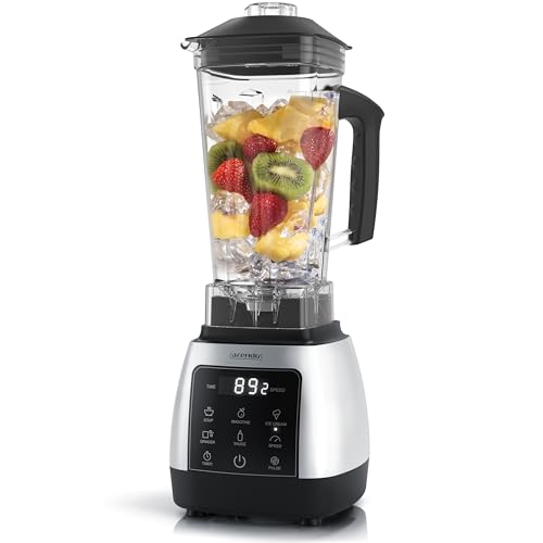 Arendo - Standmixer 2000 Watt mit Touchpanel - Hochleitungsmixer - 2L - 9 Geschwindigkeitsstufen – max. 24.000 U/min - Pulsfunktion – Timer – 5 Programme – Mixer mit Display – 6 Messer aus Edelstahl von Arendo