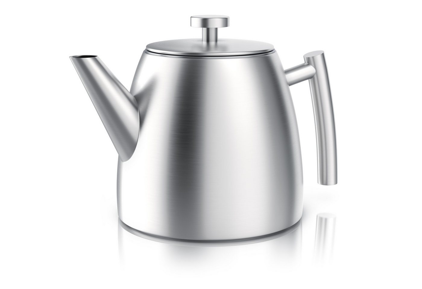 Arendo Teekanne Edelstahl, Siebeinsatz, 1000 ml, mit Griff aus Metall, Isolierkanne, 1 l, (Set, 2-St), Doppelwandige Thermo Isolierung, Kanne mit Teesieb für losen Tee von Arendo
