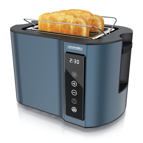Arendo - Touch Toaster 2 Scheiben Edelstahl - Touchpanel - digital Display Restzeitanzeige - 800 W – Doppelwandgehäuse – mit Brötchenaufsatz – 7 Bräunungsgrade – Brotscheibenzentrierung - Blau Arendo - Touch Toaster 2 Scheiben Edelstahl - Touchpanel - digital Display Restzeitanzeige - 800 W – Doppelwandgehäuse – mit Brötchenaufsatz – 7 Bräunungsgrade – Brotscheibenzentrierung - Blau von Arendo