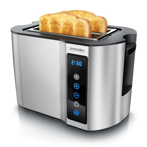 Arendo - Touch Toaster 2 Scheiben Edelstahl - Touchpanel - digital Display Restzeitanzeige - 800 W – Doppelwandgehäuse – mit Brötchenaufsatz – 7 Bräunungsgrade – Brotscheibenzentrierung - Silber Arendo - Touch Toaster 2 Scheiben Edelstahl - Touchpanel - digital Display Restzeitanzeige - 800 W – Doppelwandgehäuse – mit Brötchenaufsatz – 7 Bräunungsgrade – Brotscheibenzentrierung - Silber von Arendo
