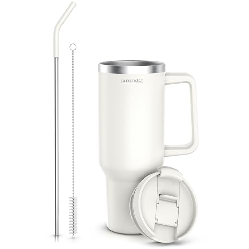 Arendo – Trinkflasche Thermobecher Doppelwandig - 1200 ml – Vakuumgehäuse Edelstahl - Kaffeebecher Auslaufsicher - luftdichter Verschluss - mit Strohhalm - Für Heiß- und Kaltgetränke Arendo – Trinkflasche Thermobecher Doppelwandig - 1200 ml – Vakuumgehäuse Edelstahl - Kaffeebecher Auslaufsicher - luftdichter Verschluss - mit Strohhalm - Für Heiß- und Kaltgetränke von Arendo