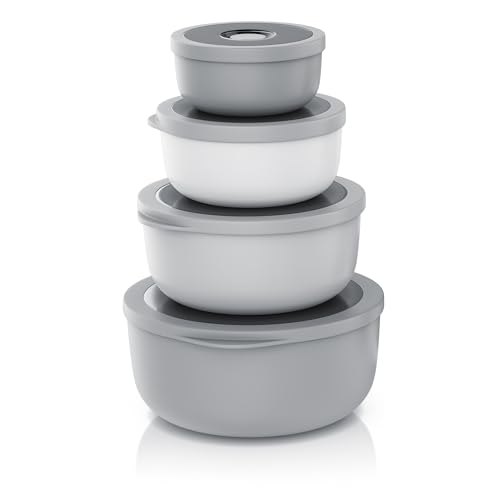 Arendo - Vorratsdosen Set mit Deckel – 4er Set - Salatschüssel Rührschüssel - Schüssel Set in verschiedenen Größen – lebensmittelecht – Spülmaschinen und Mikrowellen geeignet – rund 0,35 bis 2 Liter von Arendo