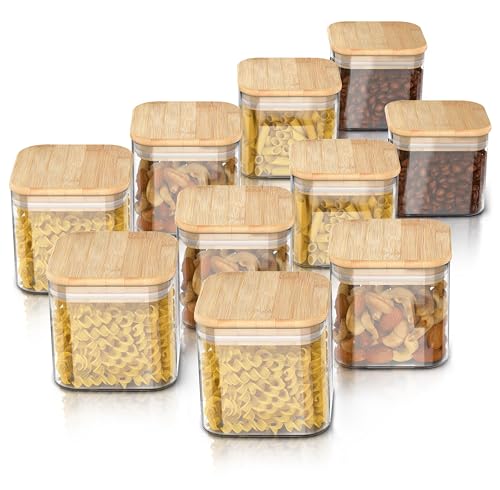 Arendo - Vorratsgläser mit Deckel - 10er Set - Behälter aus Glas – hitzebeständig – Vorratsdosen mit Bambusdeckel - luftdicht - für Müsli Zucker Mehl Kaffee Reis Arendo - Vorratsgläser mit Deckel - 10er Set - Behälter aus Glas – hitzebeständig – Vorratsdosen mit Bambusdeckel - luftdicht - für Müsli Zucker Mehl Kaffee Reis von Arendo