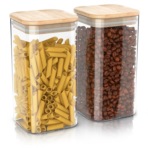 Arendo - Vorratsgläser mit Deckel - 2er Set - Behälter aus Glas – hitzebeständig – Vorratsdosen mit Bambusdeckel - luftdicht - für Müsli Zucker Mehl Kaffee Reis Arendo - Vorratsgläser mit Deckel - 2er Set - Behälter aus Glas – hitzebeständig – Vorratsdosen mit Bambusdeckel - luftdicht - für Müsli Zucker Mehl Kaffee Reis von Arendo