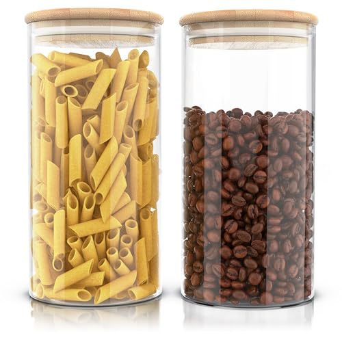 Arendo - Vorratsgläser mit Deckel - 2er Set - Behälter aus Glas – hitzebeständig – Vorratsdosen mit Bambusdeckel - luftdicht - für Müsli Zucker Mehl Kaffee Reis Arendo - Vorratsgläser mit Deckel - 2er Set - Behälter aus Glas – hitzebeständig – Vorratsdosen mit Bambusdeckel - luftdicht - für Müsli Zucker Mehl Kaffee Reis von Arendo