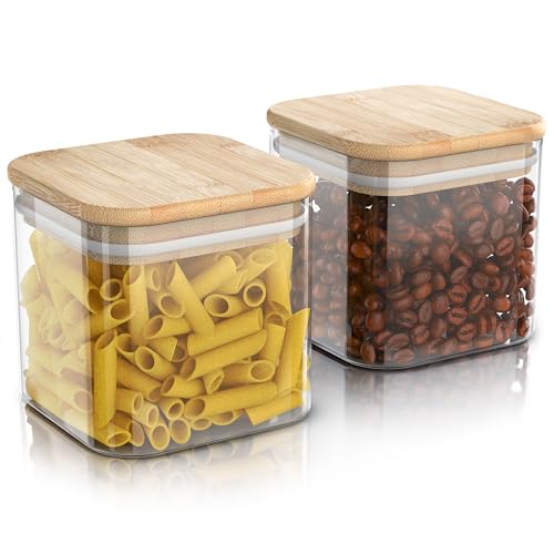 Arendo - Vorratsgläser mit Deckel - 2er Set - Behälter aus Glas – hitzebeständig – Vorratsdosen mit Bambusdeckel - luftdicht - für Müsli Zucker Mehl Kaffee Reis Arendo - Vorratsgläser mit Deckel - 2er Set - Behälter aus Glas – hitzebeständig – Vorratsdosen mit Bambusdeckel - luftdicht - für Müsli Zucker Mehl Kaffee Reis von Arendo