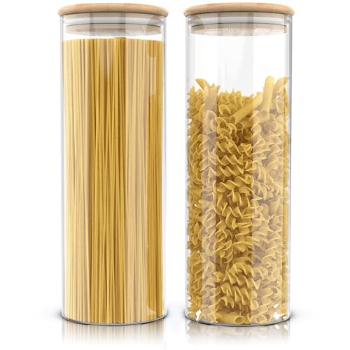 Arendo - Vorratsgläser mit Deckel - 2er Set - Behälter aus Glas – hitzebeständig – Vorratsdosen mit Bambusdeckel - luftdicht - für Spaghetti Müsli Zucker Mehl Kaffee Reis Arendo - Vorratsgläser mit Deckel - 2er Set - Behälter aus Glas – hitzebeständig – Vorratsdosen mit Bambusdeckel - luftdicht - für Spaghetti Müsli Zucker Mehl Kaffee Reis von Arendo