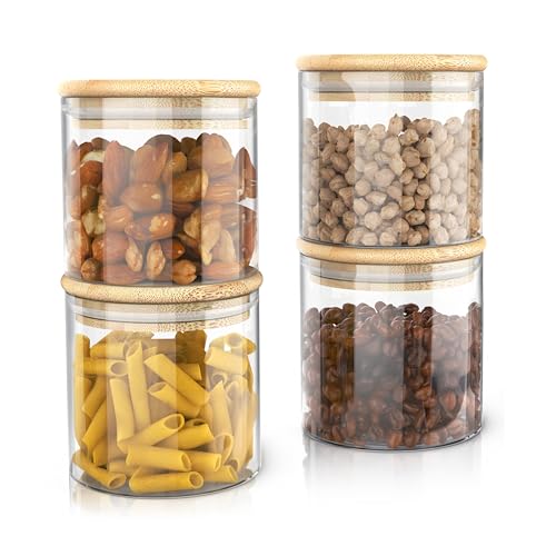 Arendo - Vorratsgläser mit Deckel - 4er Set - Behälter aus Glas – hitzebeständig – Vorratsdosen mit Bambusdeckel - luftdicht - für Müsli Zucker Mehl Kaffee Reis Arendo - Vorratsgläser mit Deckel - 4er Set - Behälter aus Glas – hitzebeständig – Vorratsdosen mit Bambusdeckel - luftdicht - für Müsli Zucker Mehl Kaffee Reis von Arendo