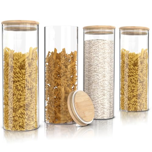Arendo - Vorratsgläser mit Deckel - 4er Set - Behälter aus Glas – hitzebeständig – Vorratsdosen mit Bambusdeckel - luftdicht - für Müsli Zucker Mehl Kaffee Reis Arendo - Vorratsgläser mit Deckel - 4er Set - Behälter aus Glas – hitzebeständig – Vorratsdosen mit Bambusdeckel - luftdicht - für Müsli Zucker Mehl Kaffee Reis von Arendo
