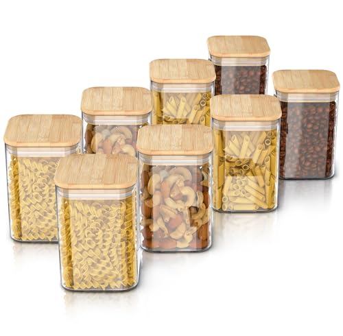 Arendo - Vorratsgläser mit Deckel - 8er Set - Behälter aus Glas – hitzebeständig – Vorratsdosen mit Bambusdeckel - luftdicht - für Müsli Zucker Mehl Kaffee Reis Arendo - Vorratsgläser mit Deckel - 8er Set - Behälter aus Glas – hitzebeständig – Vorratsdosen mit Bambusdeckel - luftdicht - für Müsli Zucker Mehl Kaffee Reis von Arendo