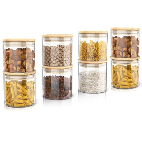 Arendo - Vorratsgläser mit Deckel - 8er Set - Behälter aus Glas – hitzebeständig – Vorratsdosen mit Bambusdeckel - luftdicht - für Müsli Zucker Mehl Kaffee Reis Arendo - Vorratsgläser mit Deckel - 8er Set - Behälter aus Glas – hitzebeständig – Vorratsdosen mit Bambusdeckel - luftdicht - für Müsli Zucker Mehl Kaffee Reis von Arendo