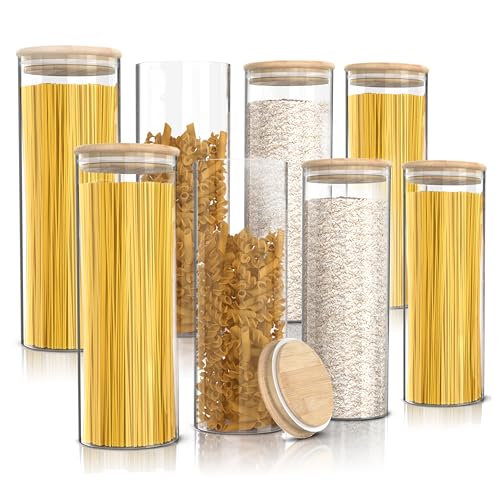 Arendo - Vorratsgläser mit Deckel - 8er Set - Behälter aus Glas – hitzebeständig – Vorratsdosen mit Bambusdeckel - luftdicht - für Spaghetti Müsli Zucker Mehl Kaffee Reis Arendo - Vorratsgläser mit Deckel - 8er Set - Behälter aus Glas – hitzebeständig – Vorratsdosen mit Bambusdeckel - luftdicht - für Spaghetti Müsli Zucker Mehl Kaffee Reis von Arendo