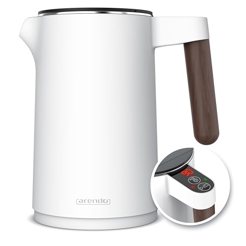 Arendo - Wasserkocher Edelstahl mit Temperatureinstellung - 45°C-100°C - 1.5 Liter - Doppelwand - BPA frei - Warmhaltefunktion - Teekocher mit Temperaturanzeige - Griff Cool Touch - weiß matt Arendo - Wasserkocher Edelstahl mit Temperatureinstellung - 45°C-100°C - 1.5 Liter - Doppelwand - BPA frei - Warmhaltefunktion - Teekocher mit Temperaturanzeige - Griff Cool Touch - weiß matt von Arendo