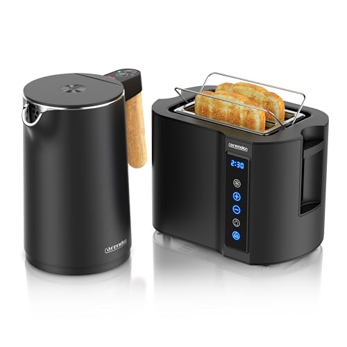 Arendo - Wasserkocher Toaster SET - Edelstahl - Wasserkocher mit Temrpatureinstellung - 45-100 Grad - Warmhaltefunktion - Toaster 2 Scheiben mit Touch Display - mit Brötchaufsatz - Schwarz Matt Arendo - Wasserkocher Toaster SET - Edelstahl - Wasserkocher mit Temrpatureinstellung - 45-100 Grad - Warmhaltefunktion - Toaster 2 Scheiben mit Touch Display - mit Brötchaufsatz - Schwarz Matt von Arendo