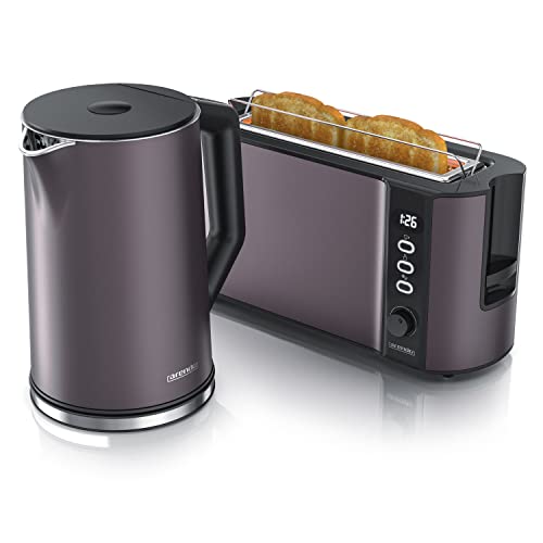 Arendo - Wasserkocher mit Toaster SET Edelstahl Grau Rosé, Wasserkocher 1,5L 40°-100°C Warmhaltefunktion Toaster 2 Scheiben LED-Display 6 Bräunungsgrade Brötchaufsatz Arendo - Wasserkocher mit Toaster SET Edelstahl Grau Rosé, Wasserkocher 1,5L 40°-100°C Warmhaltefunktion Toaster 2 Scheiben LED-Display 6 Bräunungsgrade Brötchaufsatz von Arendo