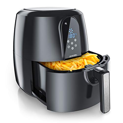 Arendo - XXL Heißluftfritteuse 5,2 Liter - Airfryer - Frittieren ohne Öl - Fritteuse mit 1800W - bis 200 Grad - Timer - 7 Programme - 3D Umluftsystem - digitalem Display - Schwarz von Arendo