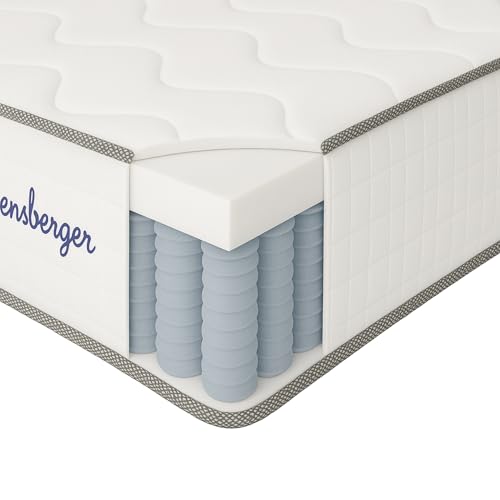 Arensberger JANA Matratze 160x200 cm | Federkernmatratze mit Kaltschaum und 7-Zonen | ergonomische Höhe 19cm | Härtegrad H2/H3 | Taschenfederkern | 160x200cm Rollmatratze punktelastisch von Arensberger