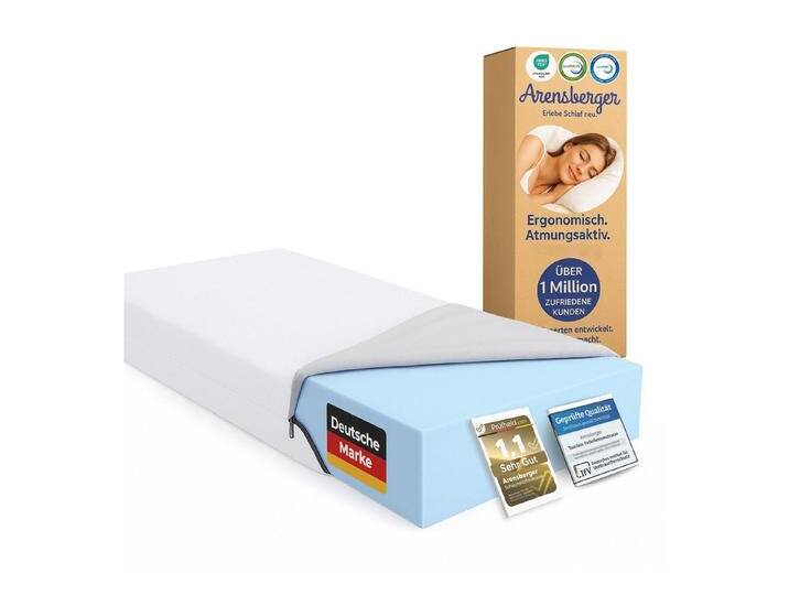 Arensberger Kaltschaummatratze Gelschaum Matratze ANNA, Rollmatratze Komfortmatratze H3 Härtegrad, 13 cm hoch, (13 cm NANOCELL® Gel-Schaum), Atmungsaktiv, Abnehmbarer Bezug 240g/m² von Arensberger