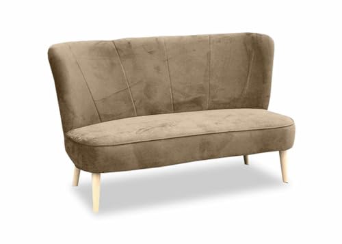 Ares Meble Retro Sofa 2 Sitzer 130x70 cm - Relaxsofa - Vintage Kleine Sofa - Sofa Zweisitzer - Sofabed - Mini Couch - 2er Sofa - Wohnzimmer Couch - Beine aus Sonoma - Beige von Ares Meble