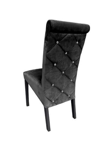 Ares Meble Samt Stuhl - Esstisch Stühle - Dining Chair - Esszimmerstuhl Holz - Küchenstühle, Wohnzimmer Stühle - Glamour Polsterstuhl Esszimmer - Essen Stuhl - Esszimmerstühle Schwarz - Schwarz von Ares Meble